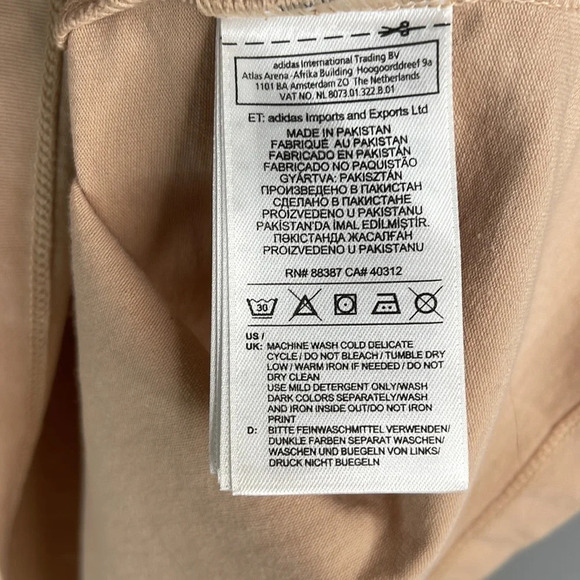 ADIDAS Tan Trefoil 3 Stripes Graphic Logo TShirt Sporty Crewneck Short Sleeve M - Picture 9 of 11